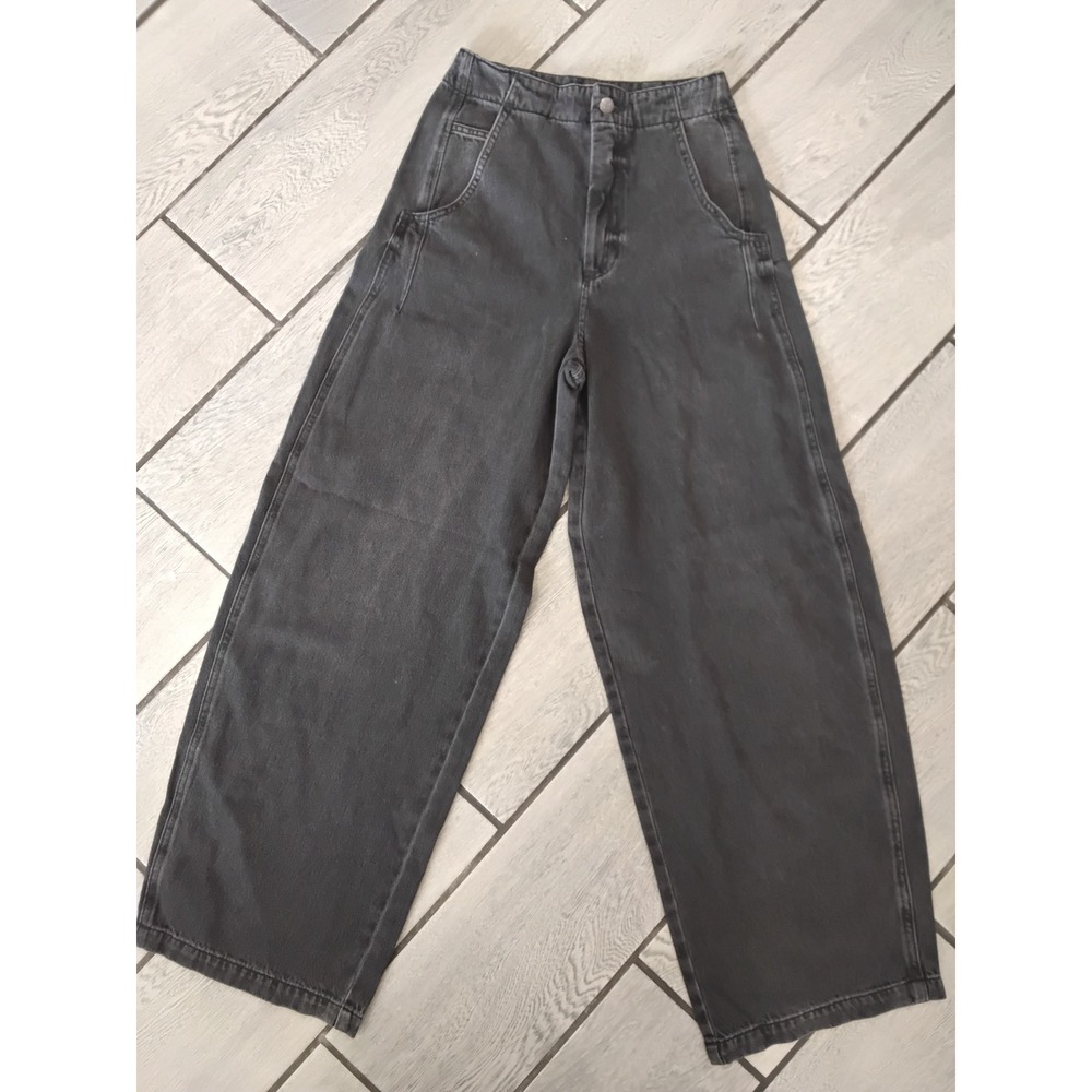 Pistola Lottie High Rise Relaxed Wide Leg Jeans Zen Faded Black Gray Size 24 NWT